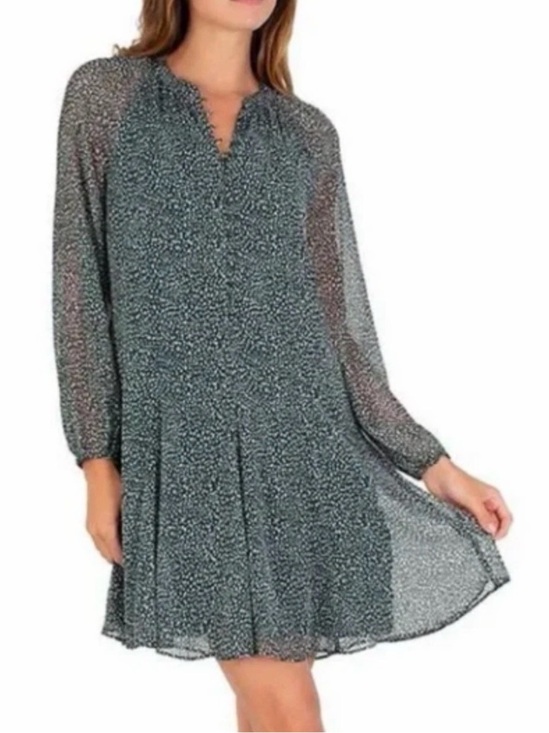 Joie Dresses & Skirts - Joie Green and White Printed Long-Sleeve Tunic Dress -Sz S